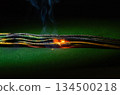 Electrical sparks occur on damaged wires when the network is dangerously overloaded. 134500218