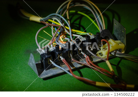 Sparks in the electrical terminal block indicate a dangerous malfunction of the connections and overheating. Sparks in the electrical terminal block indicate a dangerous malfunction of the connections and overheating. 134500222