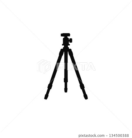 tripod icon silhouette photography equipment stand for camera video and studio shooting isolated illustration 134500388