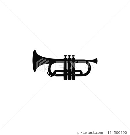 trumpet icon silhouette brass musical instrument for band orchestra and jazz music isolated illustration 134500390