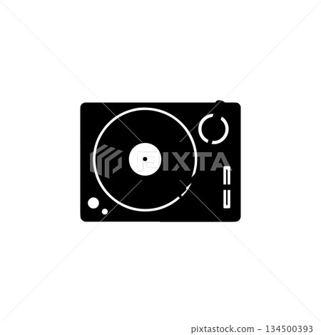 turntable record player silhouette dj music equipment isolated on white background turntable record player silhouette dj music equipment isolated on white background 134500393