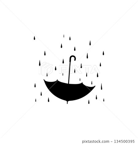 umbrella in rain silhouette icon rainy weather protection illustration umbrella in rain silhouette icon rainy weather protection illustration 134500395