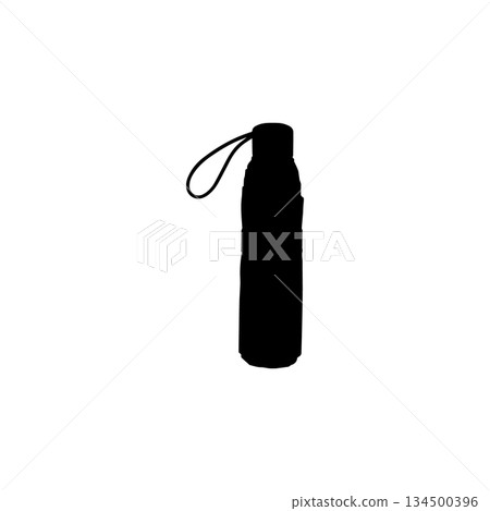 umbrella silhouette icon compact foldable travel rain sun protection accessory illustration 134500396