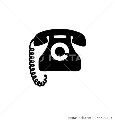 vintage telephone silhouette icon retro rotary phone communication illustration 134500403