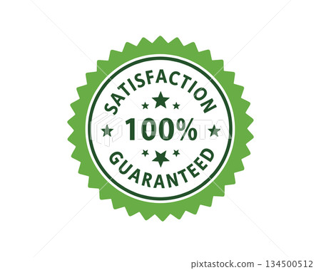 100 percent satisfaction guarantee badge vector. Green premium quality seal label icon vector 100 percent satisfaction guarantee badge vector. Green premium quality seal label icon vector 134500512