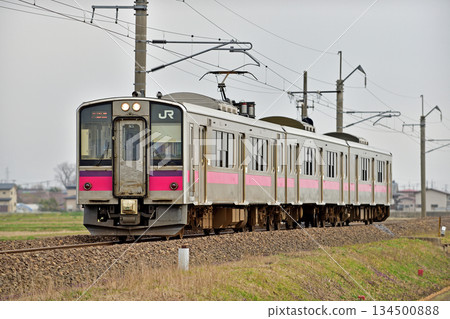Ou Main Line, Okubo-Ugo-Iizuka, JR East, 701 series, No. 0, N3 formation (Akita) 134500888