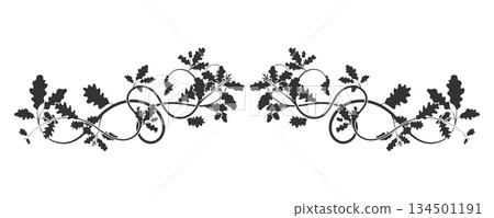 A fascinating ornamental weaving of oak branches A fascinating ornamental weaving of oak branches 134501191