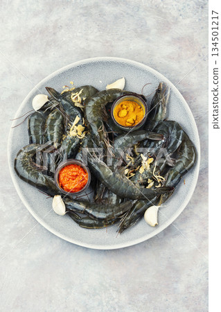 Fresh raw langoustines. Fresh raw langoustines. 134501217
