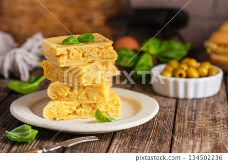 Spanish omelette with potatoes 134502236