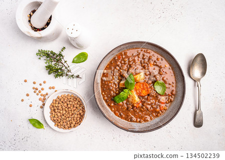 Traditional Spanish dish of lentil 134502239