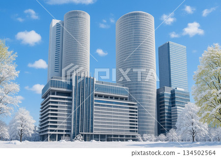JR名古屋站、名古屋高島屋百貨、摩天大樓、雪景 134502564