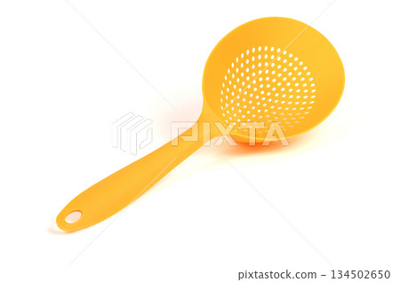 Set of Yellow Plastic Colanders Isolated on White Background in Different Angles Set of Yellow Plastic Colanders Isolated on White Background in Different Angles 134502650