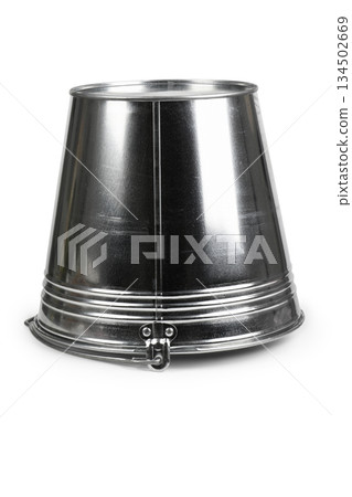 Empty galvanized metal bucket isolated on white background clipping paths included 134502669