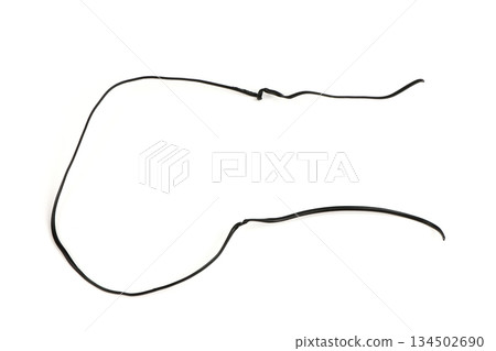 Black insulated wire loop with knot isolated on white Black insulated wire loop with knot isolated on white 134502690