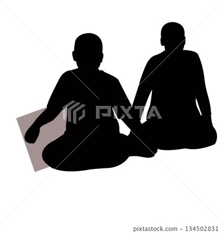 two children sitting body silhouette vector two children sitting body silhouette vector 134502831