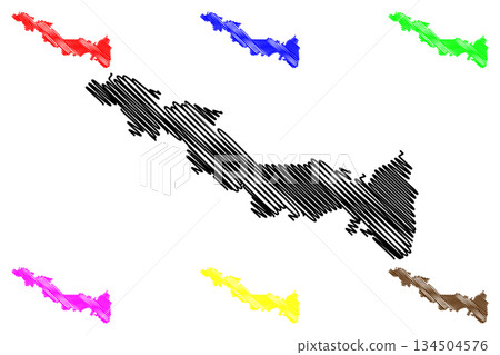 Udham Singh Nagar district (Uttarakhand or Uttaranchal State, Republic of India) map vector illustration, scribble sketch Udham Singh Nagar map 134504576