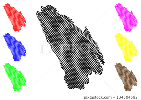 Una district (Himachal Pradesh State, Republic of India) map vector illustration, scribble sketch Una map 134504582