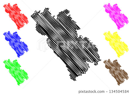 Unnao district (Uttar Pradesh State, Republic of India) map vector illustration, scribble sketch Unnao map 134504584