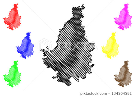 Vadodara district (Gujarat State, Republic of India) map vector illustration, scribble sketch Baroda map Vadodara district (Gujarat State, Republic of India) map vector illustration, scribble sketch Baroda map 134504591