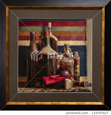 composition of several objects, oil painting, handmade 134505027