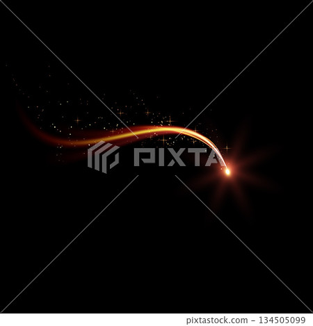 Falling burn star, asteroid or comet with fire and twinkle tail, realistic vector wave flying light with golden trail Falling burn star, asteroid or comet with fire and twinkle tail, realistic vector wave flying light with golden trail 134505099