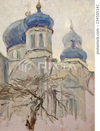 landscape, oil painting, handmade drawing 134505141