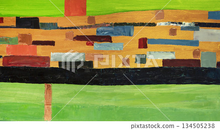 Oil painting, abstract drawing, handmade 134505238