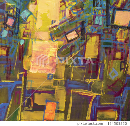 Oil painting, abstract drawing, handmade 134505250