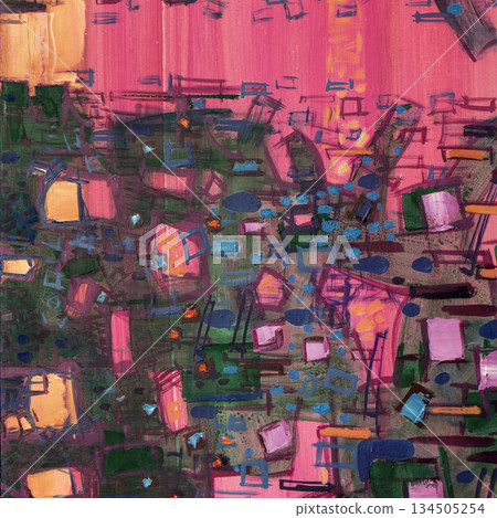 Oil painting, abstract drawing, handmade 134505254