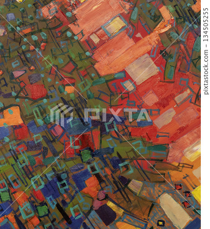 Oil painting, abstract drawing, handmade 134505255