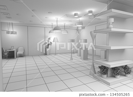 interior, exhibition hall, 3D illustration 134505265