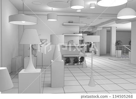 interior, exhibition hall, 3D illustration 134505268