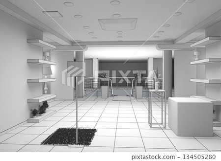 interior, exhibition hall, 3D illustration 134505280