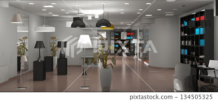 interior, exhibition hall, 3D illustration 134505325