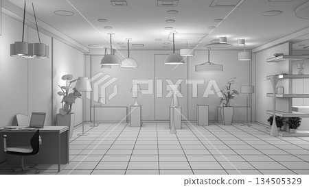 interior, exhibition hall, 3D illustration 134505329