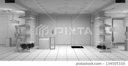 interior, exhibition hall, 3D illustration 134505330