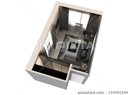 bedroom, interior visualization, 3D illustration bedroom, interior visualization, 3D illustration 134505394