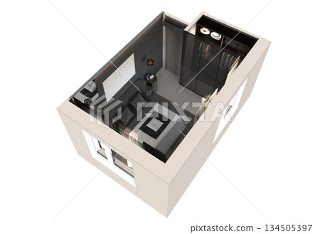 bedroom, interior visualization, 3D illustration 134505397