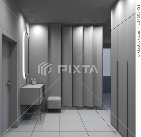 residential interior visualization, 3D illustration, cg residential interior visualization, 3D illustration, cg 134505451