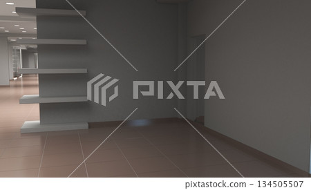 empty pavilion, interior visualization, 3D illustration 134505507