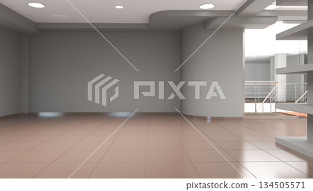 empty pavilion, interior visualization, 3D illustration 134505571