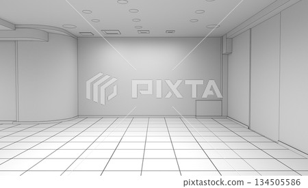 empty pavilion, interior visualization, 3D illustration empty pavilion, interior visualization, 3D illustration 134505586