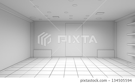 empty pavilion, interior visualization, 3D illustration empty pavilion, interior visualization, 3D illustration 134505594