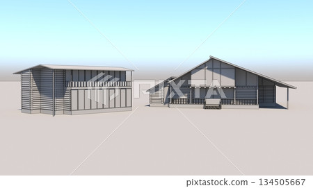 exterior of a country house, cottage, visualization, 3D illustration 134505667