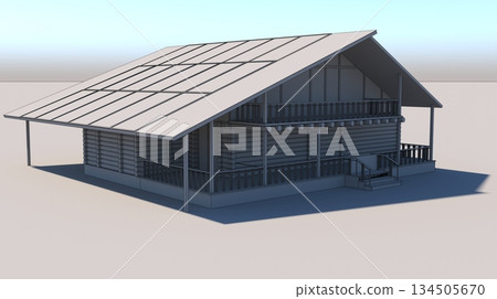 exterior of a country house, cottage, visualization, 3D illustration exterior of a country house, cottage, visualization, 3D illustration 134505670
