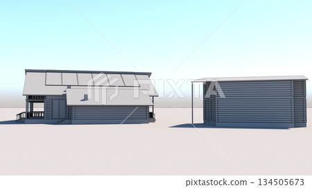 exterior of a country house, cottage, visualization, 3D illustration 134505673