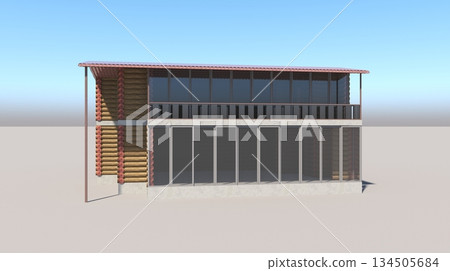 exterior of a country house, cottage, visualization, 3D illustration exterior of a country house, cottage, visualization, 3D illustration 134505684