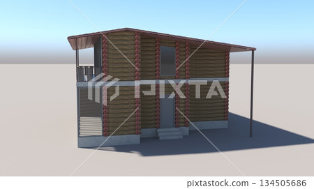exterior of a country house, cottage, visualization, 3D illustration exterior of a country house, cottage, visualization, 3D illustration 134505686