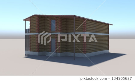 exterior of a country house, cottage, visualization, 3D illustration exterior of a country house, cottage, visualization, 3D illustration 134505687
