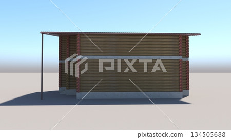 exterior of a country house, cottage, visualization, 3D illustration 134505688